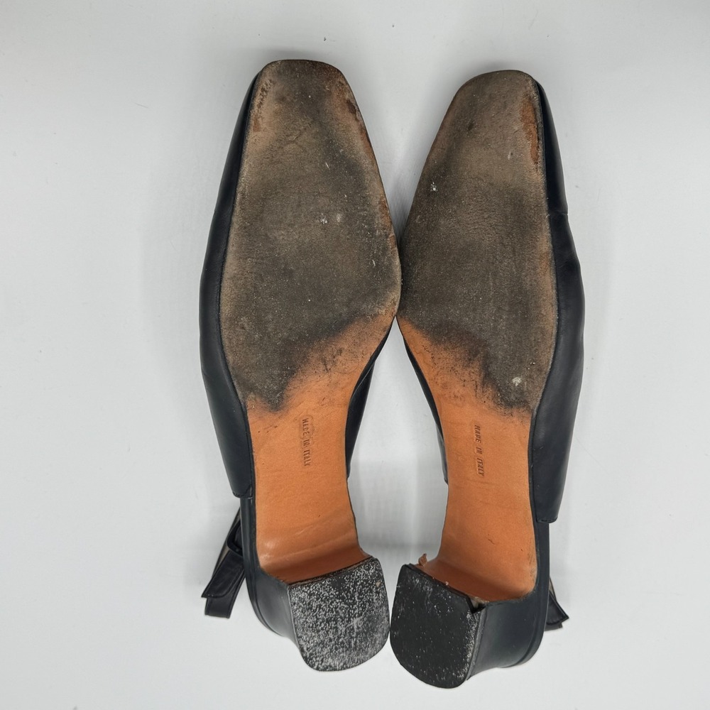 Salvatore Ferragamo Comodita Slingback Heels Black Leather Women 7.5 C Italy AS - Picture 8 of 12